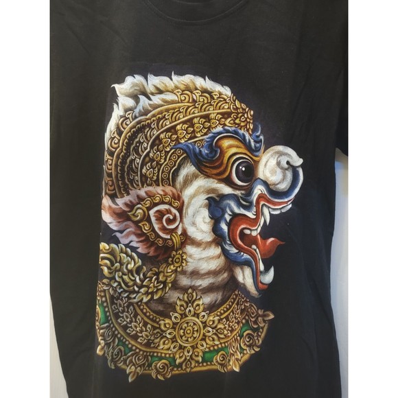 JoliGolf Thailand T-Shirt - Hanuman Print front & back, Black Medium 100% Cotton - Picture 6 of 9